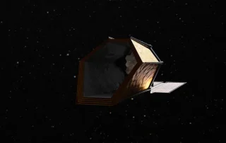 An artist's concept of NASA's Habitable Worlds Observatory in space. (Image credit: NASA's Goddard Space Flight Center Conceptual Image Lab)